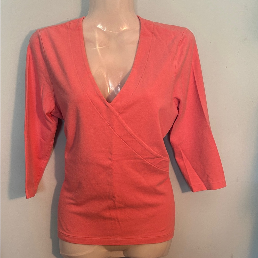 Women's Coral V-Neck Wrap Top